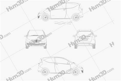 Mercedes Benz A Class W169 Coupe 2012 Blueprint