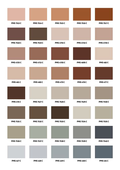 Brown Pantone Color Chart