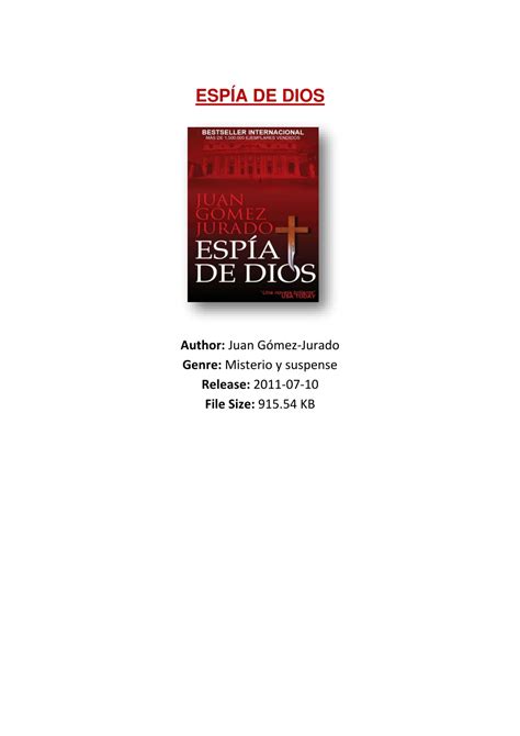 PPT PDF Free Download Espía de Dios By Juan Gómez Jurado PowerPoint