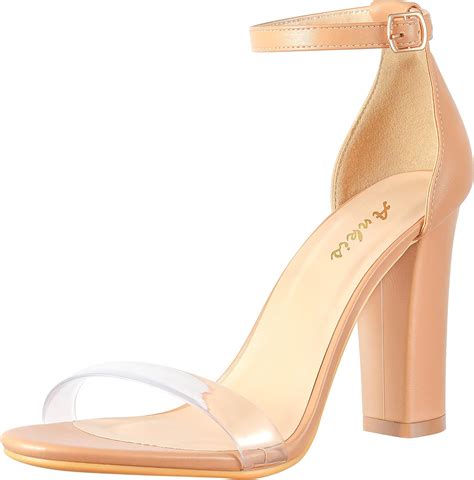 Amazon Ankis Nude Black Silver Clear Heels For Women Open Toe