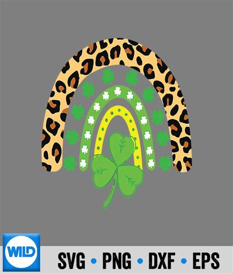 St Patricks Day Svg Rainbow Leopard Print Shamrock Lucky St Patricks