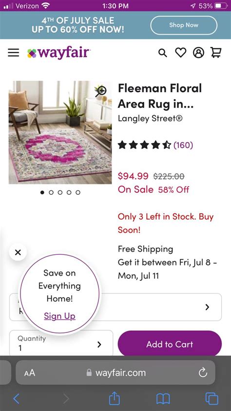 An Iphone Screen Showing The Homepage For A Carpet Store And It S