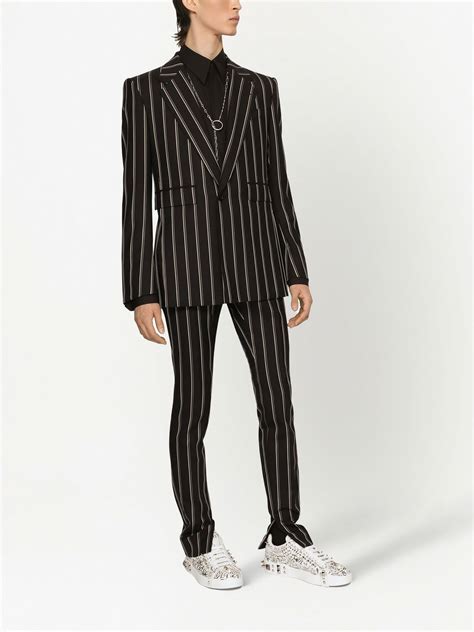 Dolce And Gabbana Striped Wool Blazer Black Farfetch