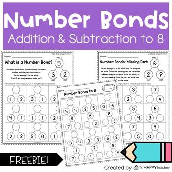 Number Bond Printables {FREE Addition & Subtraction Worksheets} | TPT