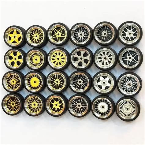 4pcs/Set 1/64 Car Wheels Tire Modified Vehicle Alloy Car Refit Wheels ...