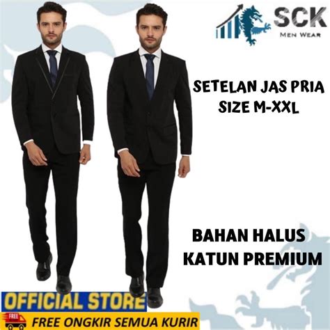 Jual Setelan Jas Pria Formal Hitam Size M Xxl Blazer Pakaian Resmi