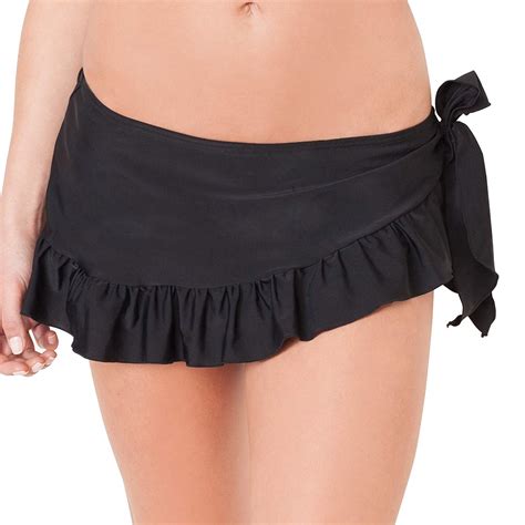 Smart Sexy Women S Ruffled Side Tie Bikini Bottom Skirt Black Hue