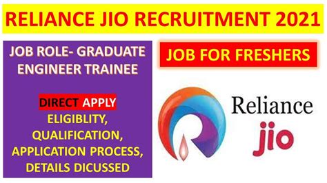 Reliance Jio Recruitment 2021 I Job Vacancy For Freshers I Gdt I Hiring 2021 Graduate I Reliance