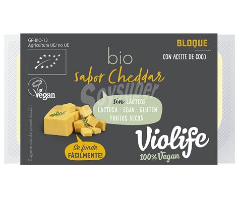 Violife Queso vegano sabor Cheddar ecológico Bloque 200 g