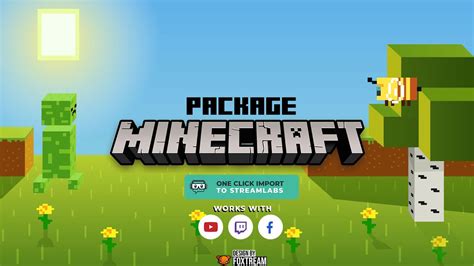 Minecraft Animated Twitch Stream Overlay Full Package Streamlabs