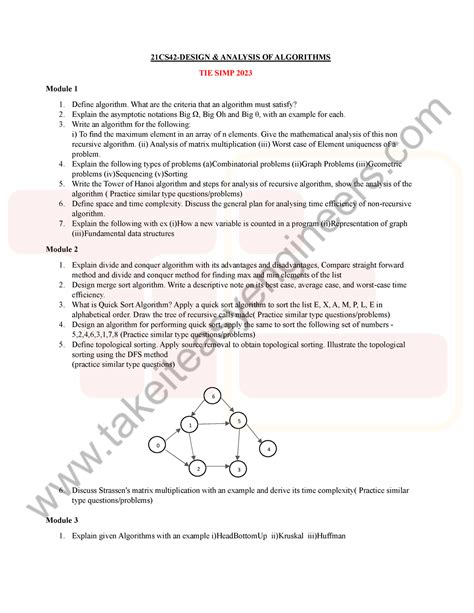 Daa Simp 2023 Watermark 2 21cs42 Design And Analysis Of Algorithms Tie Simp 2023 Module 1