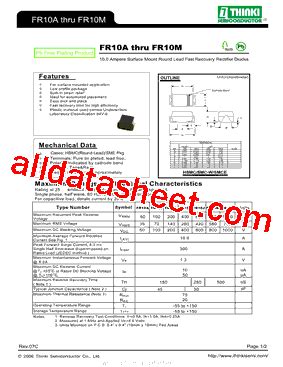 FR10D Datasheet PDF Thinki Semiconductor Co Ltd