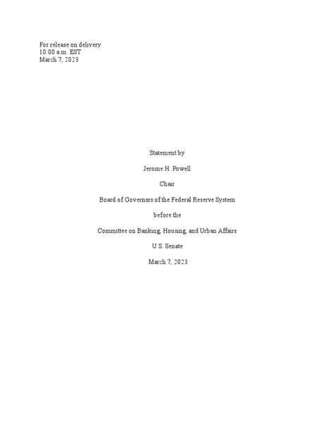 Jerome Powell's Written Testimony | PDF | Inflation | Monetary Policy