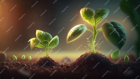 Premium Ai Image Seedlings Plants Sprout From The Ground Planting And