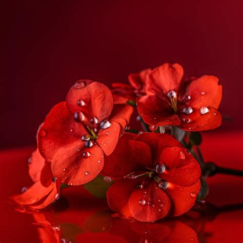 Premium Photo A Red Flower With Water Drops On It