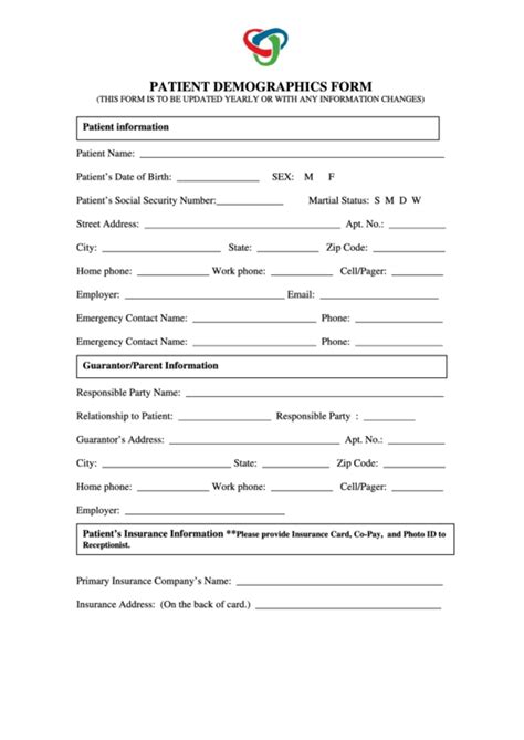 Blank Patient Demographic Form