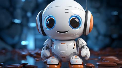 Premium AI Image | a cute little Round robot disney style