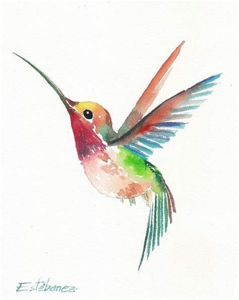 Original Watercolor Painting Hummingbird Home Decor Fine Art