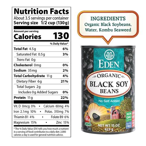 Eden Organic Black Soybeans 15 oz Can (12-Pack) - Complete Protein, No