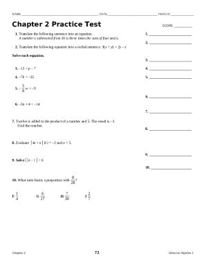 Translate The Following Sentence Into An Equation A Doc Template