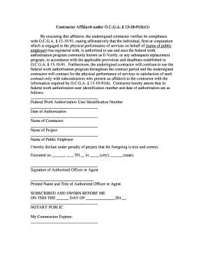 Fillable Online Gpc Immigration And Security Form Contractor Affidavit