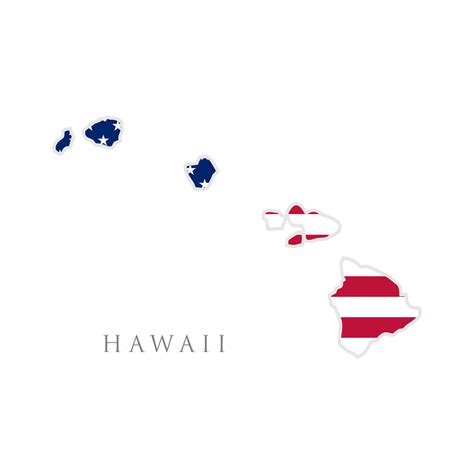 Shape Of Hawaii State Map With American Flag Vector Illustration Can