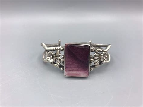 Navajo Purple Spiny Oyster Sterling Silver Cuff Bra Gem