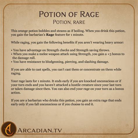 Potion Of Rage New Dnd Magic Item Arcadian Media