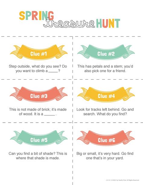 Colorful Treasure Hunt Clues for Kids! - iMOM