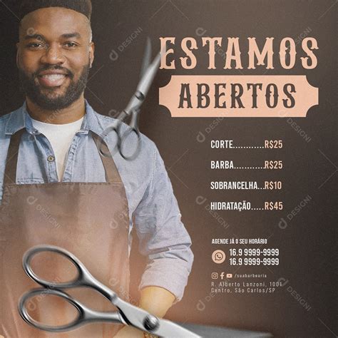 Barbearia Estamos Abertos Corte barba sobrancelha hidratação Social