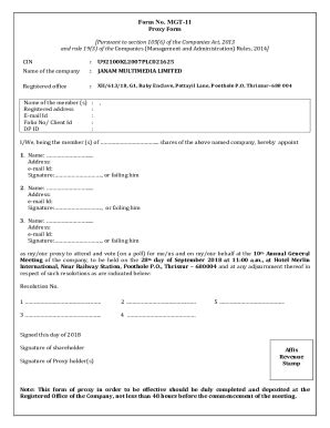 Fillable Online Janam Tv Th Agm Attendance Slip And Proxy Form Fax