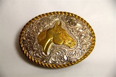 FOUND in ITHACA » Crumrine Silverplate Horse Belt Buckle