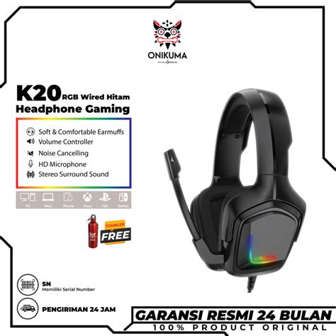 ONIKUMA K20 RGB Headphone Gaming Wired Black Original New 2024 Headset