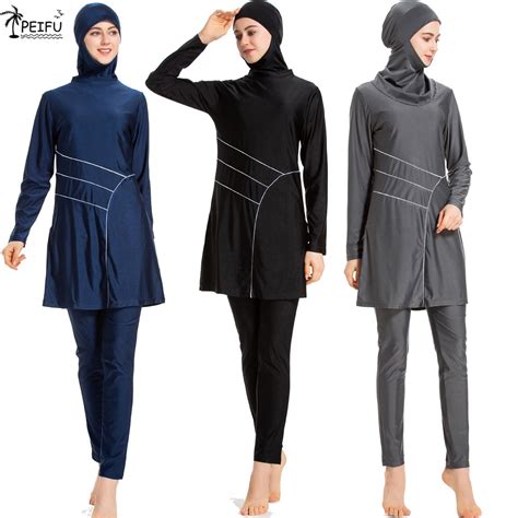 Jual PEIFU Muslim Swimwear Islamic Modest Swimming Suit Burkini Women