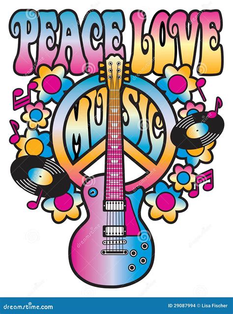 Peace Love And Music Stock Vector Illustration Of 1970s 29087994