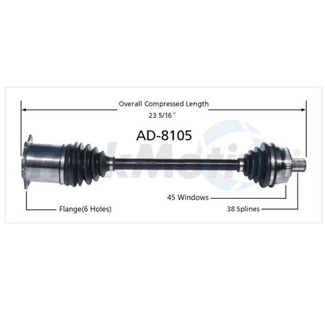 Audi CV Axle Shaft Front Driver Side Aftermarket AD8105 Surtrack AD