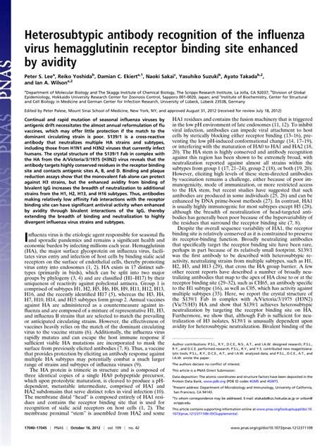 Pdf Heterosubtypic Antibody Recognition Of The Influenza Virus