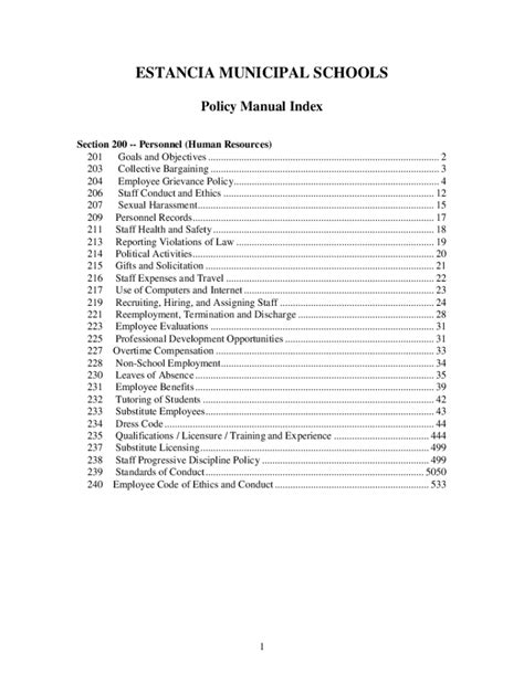 Fillable Online Webed Ped State Nm Policy Manual Index Section