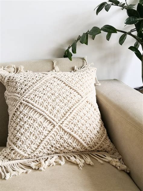 Macramé Pillow Cover Boho Cushion Cover 100 Cotton Wedding Etsy