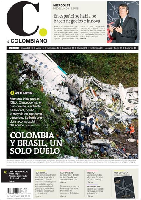 Tragedia Del Chapecoense Así Reflejaron La Noticia Los Principales