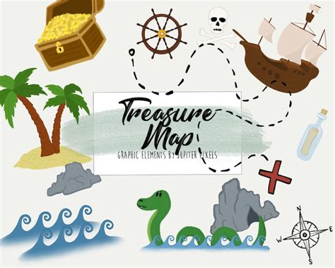 Treasure Map Clipart / Pirate Graphics / Instant Download - Etsy