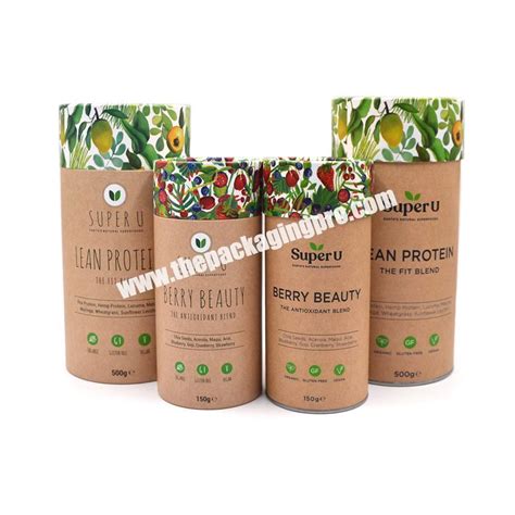 Biodegradable Food Grade Cylinder Box Superfood Paper Tube Packaging