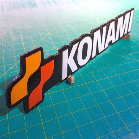 engraved konami logo sign retro arcade gaming display etsy