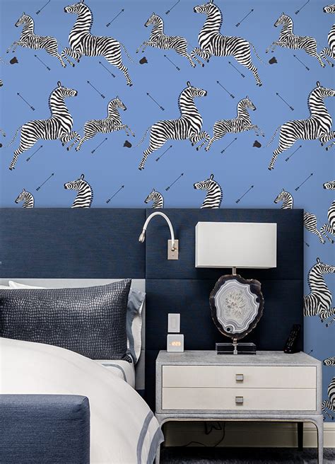 SCS6053 Azure Zebra Safari Peel and Stick Wallpaper by Scalamandré