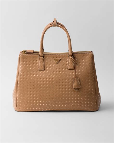 Prada Extra Large Galleria Studded Leather Bag In Natural Lyst