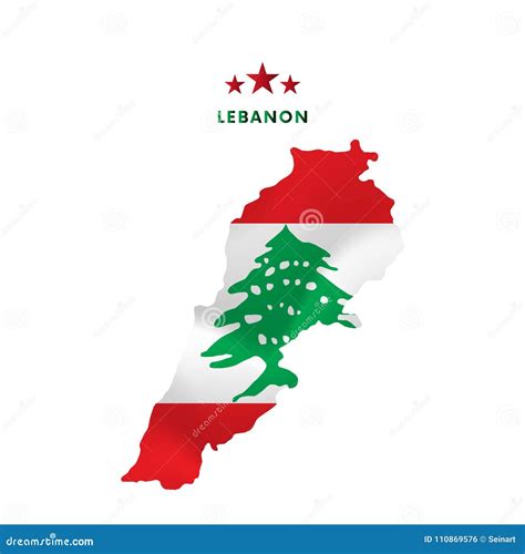 De Kaart Van Libanon Met Golvende Vlag Vector Illustratie Stock