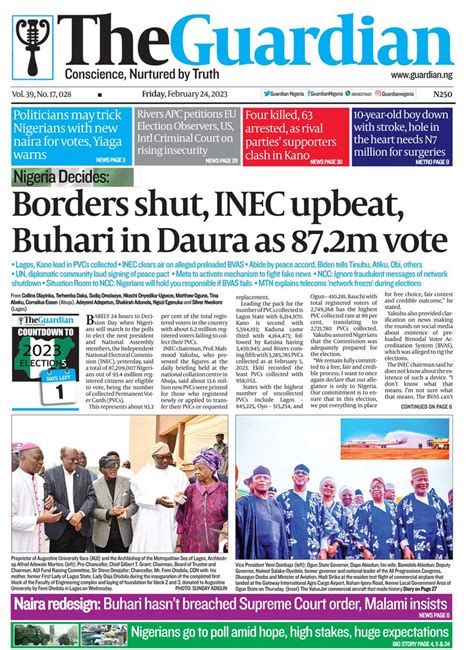 Standard Nigeria🌍🌎🗞️🗞️📰 On Twitter Friday February 24th 2023 Nigeria