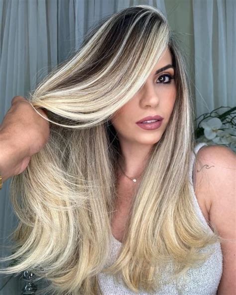 Dirty Blonde Dark Roots Balayage Wig Human Hair Wig Long Straight