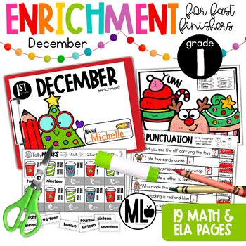 Enrichment For Fast Finishers December First Grade Tpt