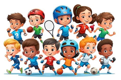 Illustration of Cartoon kids sports characters | Premium AI-generated image